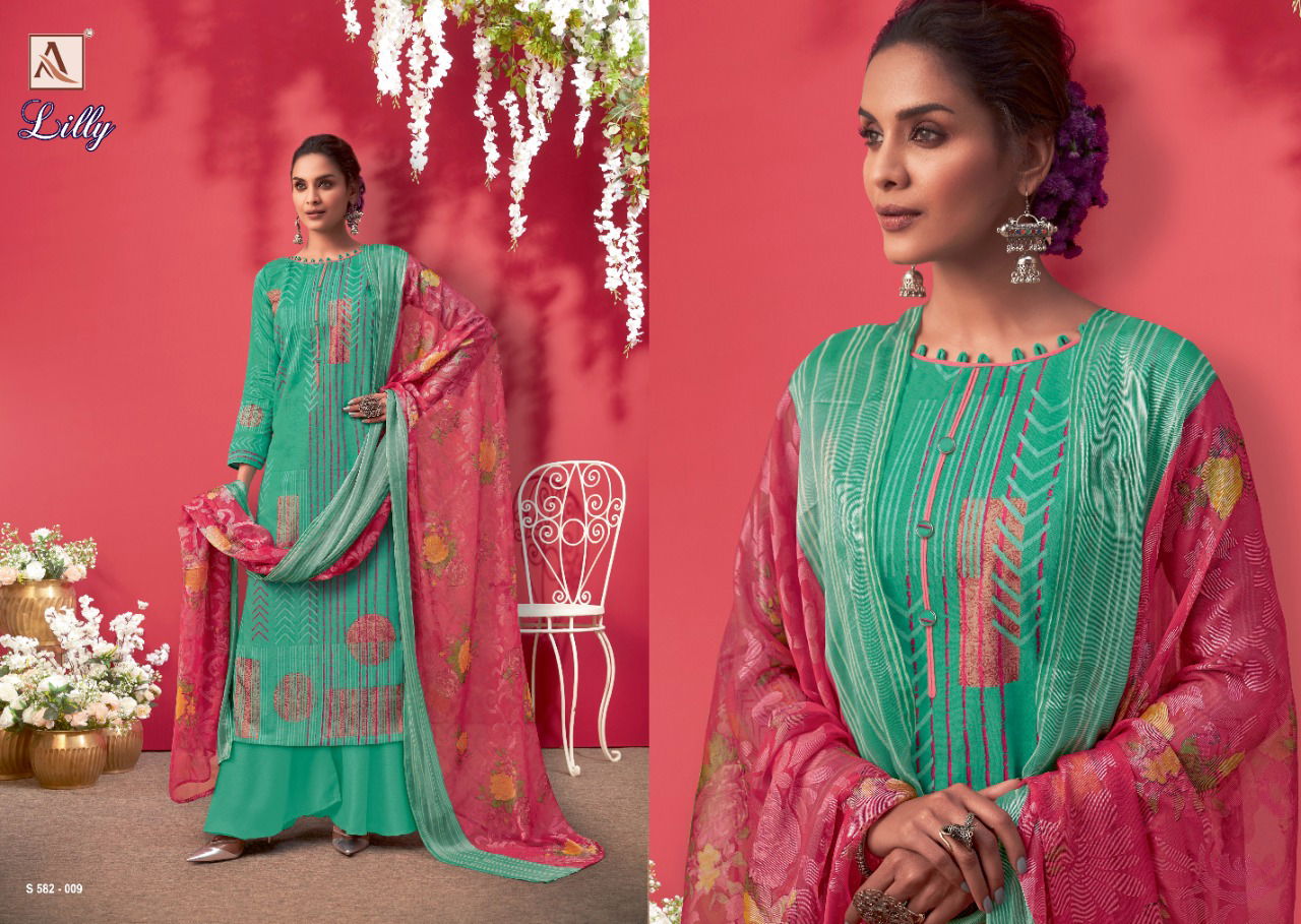 Alok Lilly Ethnic Wear Latest Fancy Designer  Pure Cotton Dress Material
